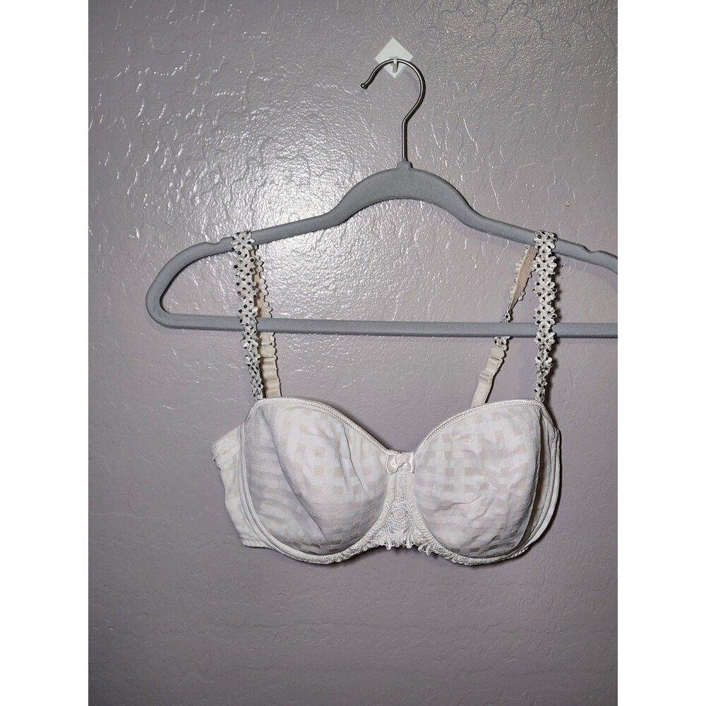 Marie Jo Avero Padded Strapless Convertible Bra UK 32E White Daisy Straps GUC